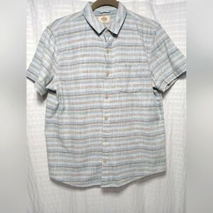 MARINE LAYER Men's  Stretch Selvage Short Sleeve Button Down Shirt. Size S